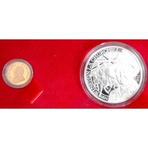 6 - South Africa. Krugerrand Collectors set 2015. Winston Churchill 1874-1965. 1 1/10th oz. Krugerrand a... 