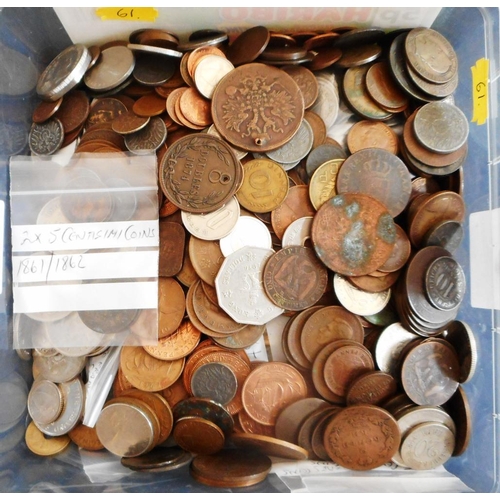 71 - Box of various British and foreign coins including some silver.