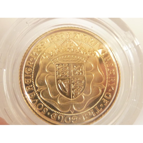 68 - United Kingdom. Half sovereign. EIIR. 1489-1989. 500th Anniversary of sovereign. Proof.