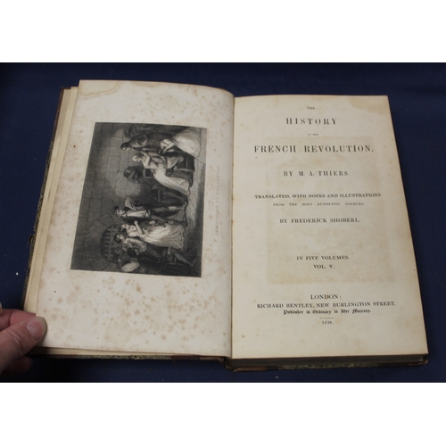 26 - THIER M. A.  The History of the French Revolution. 5 vols. Eng. plates. Half calf. 1838.... 