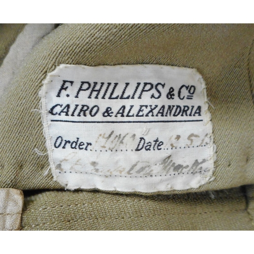 221 - British Navy dress uniform jacket with F Phillips and Co of Cairo and Alexandria label 