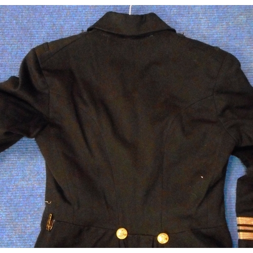 251 - British Navy dress uniform greatcoat with Gieves Ltd interior pocket label 