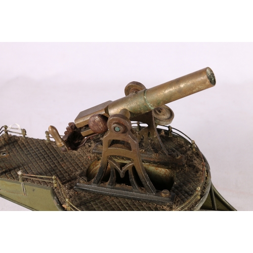 78 - Early Marklin of Germany coastal defence gun turret model on revolving base, early red Marklin mark ... 