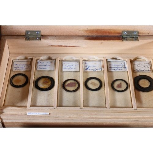 171 - Officine Galileo monocular microscope in wooden case with boxes of slides