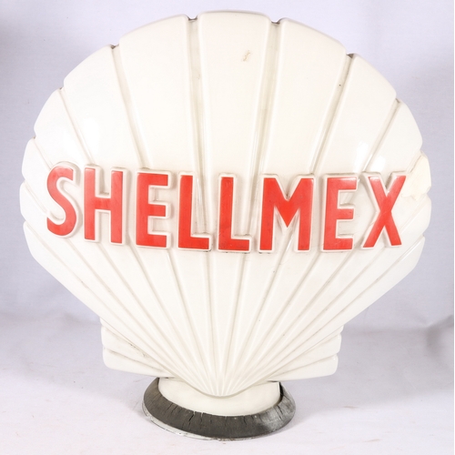 173 - Shellmex petrol pump glass globe of scallop shell shape by Haliware, 45cm tall