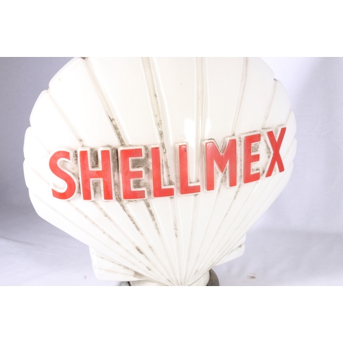 173 - Shellmex petrol pump glass globe of scallop shell shape by Haliware, 45cm tall