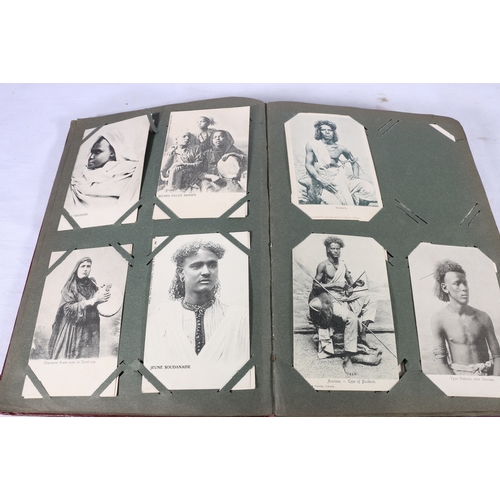 202 - An Edwardian postcard albums containing approximately 270 postcards of African interest including Fe... 