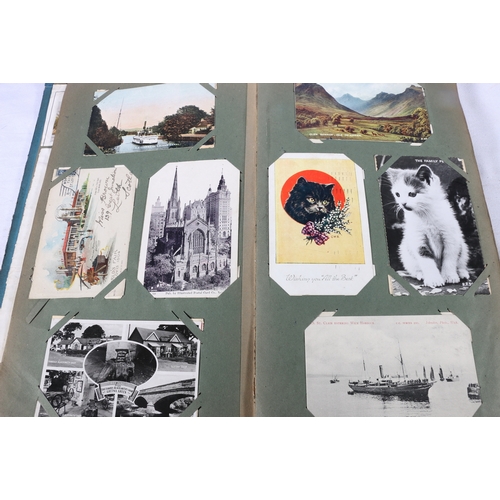 203 - An Edwardian postcard album containing approximately 200 postcards, much topographical interest incl... 