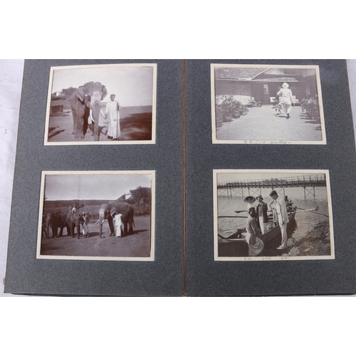 207 - Framed photograph of a Scotsman in Highland dress, four photograph albums containing early motor car... 