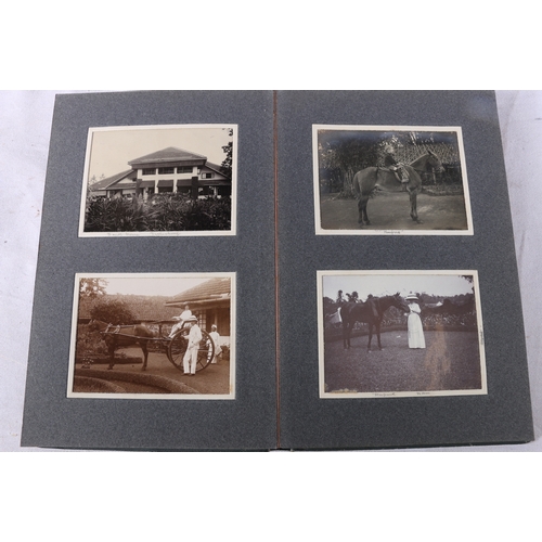 207 - Framed photograph of a Scotsman in Highland dress, four photograph albums containing early motor car... 