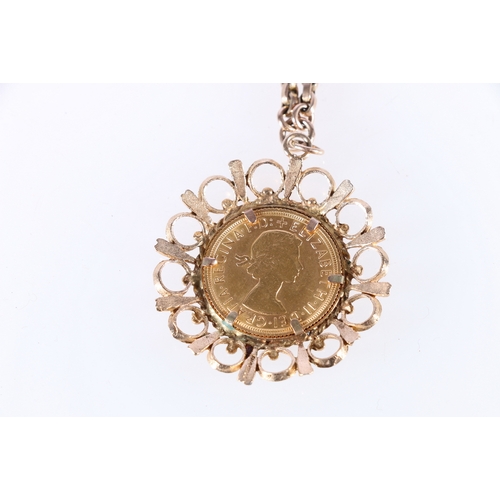 245 - UNITED KINGDOM Elizabeth II gold sovereign 1968 in 9ct gold pendant mount on chain with 9ct ring and... 