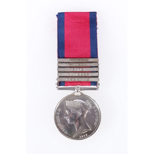 326 - Victorian Military General Service medal with five clasps including Toulouse, Orthes, Nive, Nivelle ... 