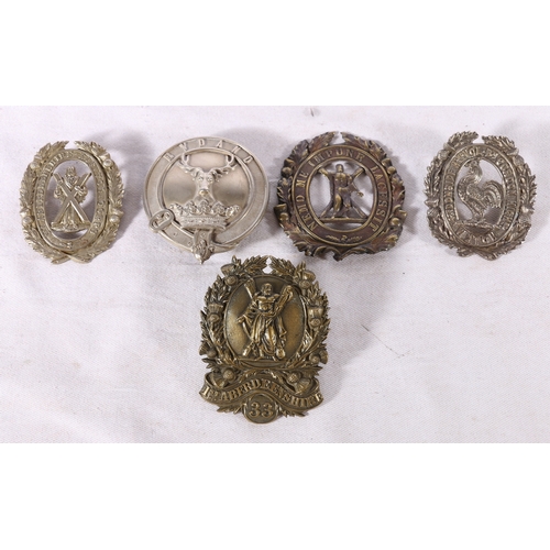 346 - Five Gordon Highlanders cap badges including 1st Aberdeenshire Rifle Volunteers (33) shako badge, 1s... 