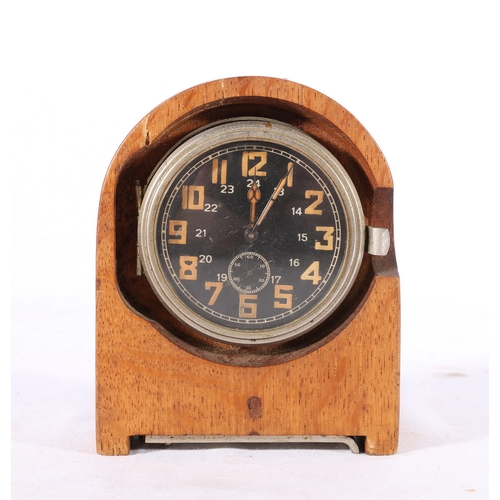 363 - WWII Nazi German dashboard or field clock in the military style, stamped to interior 