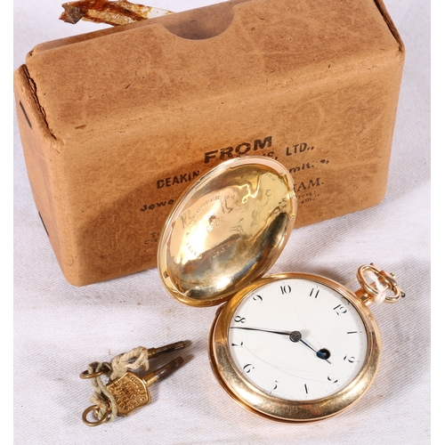 368 - 19th century 18ct gold cased key winding pocket watch, the backplate inscribed for maker James White... 