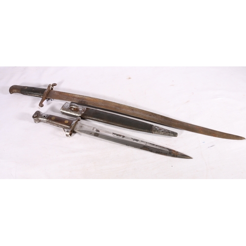 373 - British 1856 pattern sword bayonet and a British 1888 pattern bayonet with medial ribbed blade, rica... 