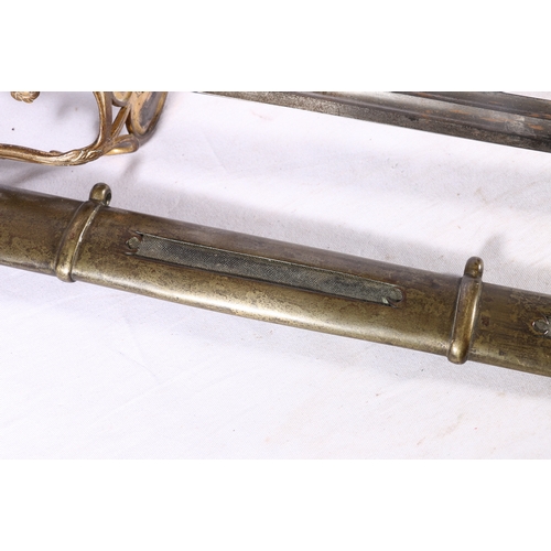 381 - British Household cavalry 1814 pattern sword with gilt brass basket type hilt having lion on coronet... 