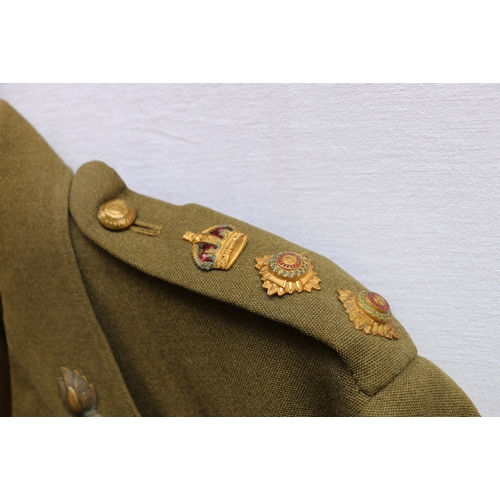 450 - British Army dress uniform green khaki jacket with Hawkes and Co Ltd of London label 