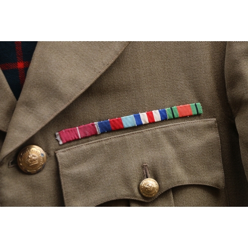 452 - British Army dress uniform green khaki jacket with A Laird and Sons Ltd of Dundee and Perth interior... 