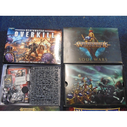 106 - Games Workshop Warhammer boxes including 40,000 Deathwatch Overkill, Age of Sigmar, Blightwar, Advan... 