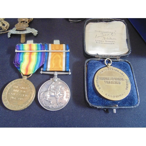 323 - British WWI medal pair to 2996 PTE S STOBIE 1 LOVAT'S SCTS (Lovat's Scouts), dog tags fro Stobie 225... 