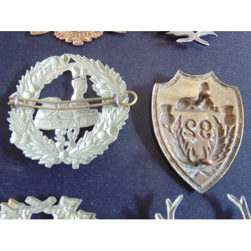 347 - 1st City of Aberdeen Cadet Battalion cap badge, 92nd regiment of foot sporran badge and four 92nd re... 