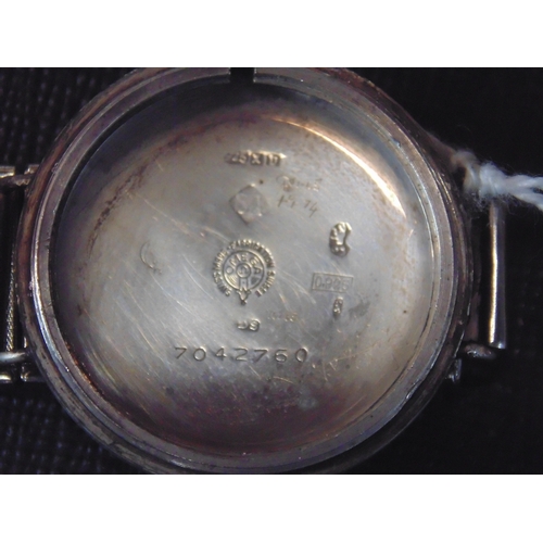 364 - Omega wristwatch in the military style with Omega silver case numbered 7042760, the Omega works numb... 