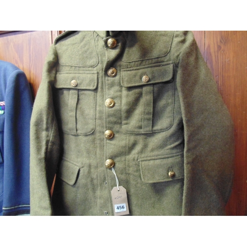 456 - British Army dress uniform khaki green jacket with Durham Light Infantry DLI brass buttons, shoulder... 