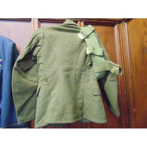 456 - British Army dress uniform khaki green jacket with Durham Light Infantry DLI brass buttons, shoulder... 