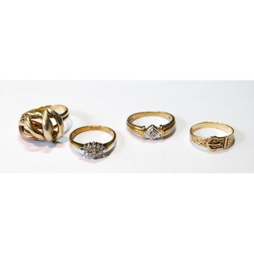 117 - Four gem rings in 9ct gold, 8.5g gross.