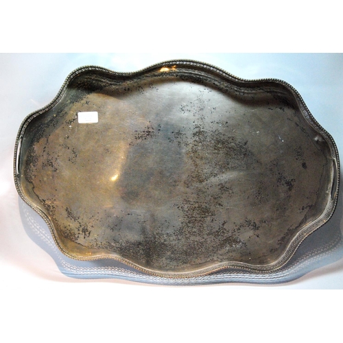 123 - EP oval tray with waved pierced gallery, 61cm.