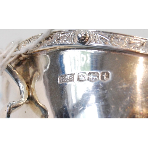 126 - Silver sauce boat with celtic embossed border by Brook & Son (Sheffield) 1936, 5oz.