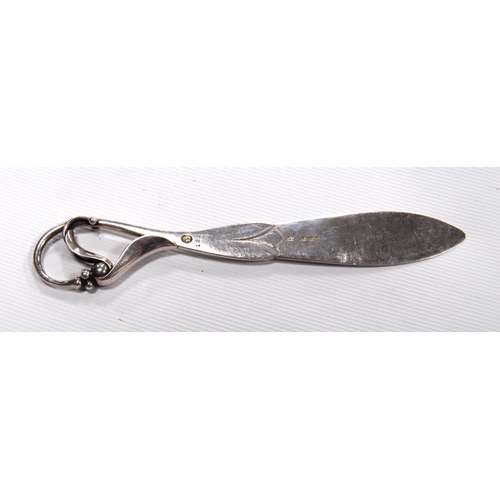 145 - Georg Jensen silver letter opener, no. 122, Import Marks 1930, 14cm long.