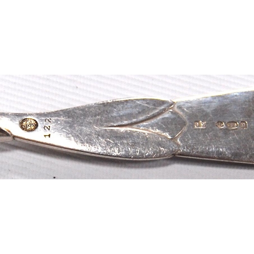 145 - Georg Jensen silver letter opener, no. 122, Import Marks 1930, 14cm long.