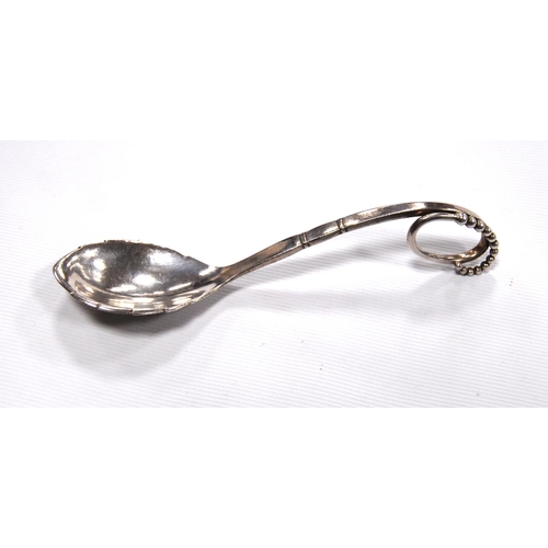 146 - Georg Jensen silver sugar spoon, no. 41, Import Marks 1936, 14cm long.