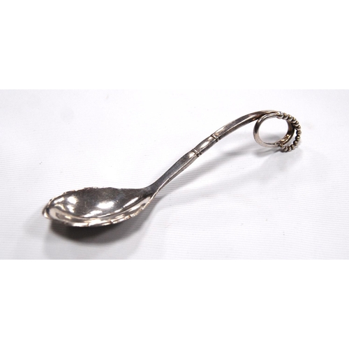 146 - Georg Jensen silver sugar spoon, no. 41, Import Marks 1936, 14cm long.