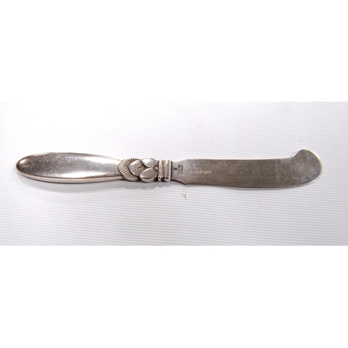 147 - Georg Jensen silver cactus butter knife, Import Marks 1936, 15cm.