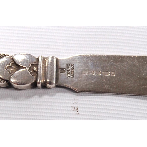 147 - Georg Jensen silver cactus butter knife, Import Marks 1936, 15cm.