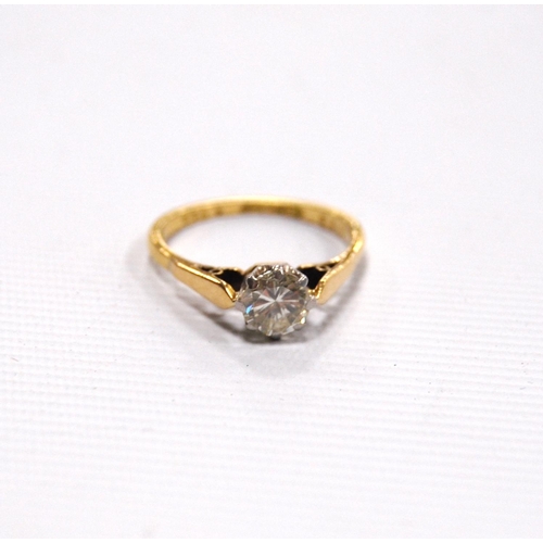 148 - Solitaire diamond ring, approximately .5ct, with 18ct gold and platinum mount, size L.