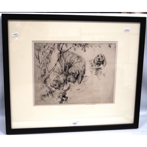 153 - VERNON STOKES (1873 - 1954)Otter huntersSigned in pencil lower right, artist's proof etching, 26cm x... 