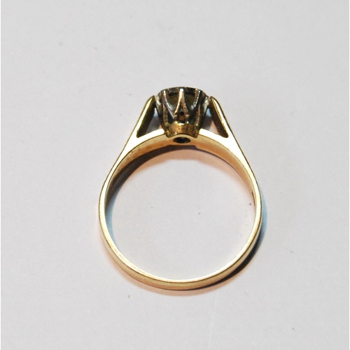 16 - Diamond solitaire ring with brilliant, approximately .3ct, in textured 18ct gold, 3.4g.