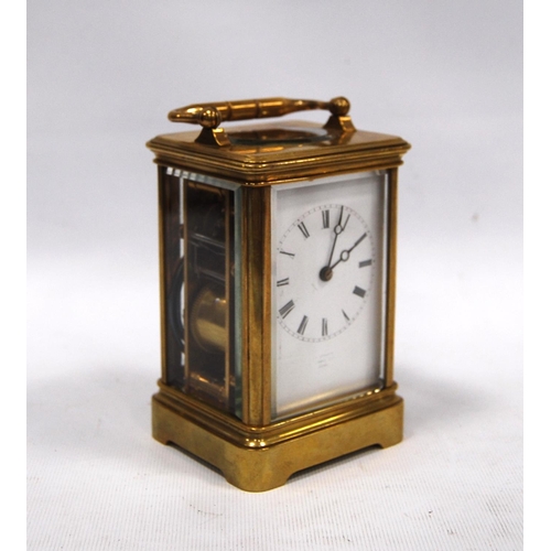 168 - French carriage clock, no. 9204, with lever platform, bimetallic balance, striking on a gong, with e... 