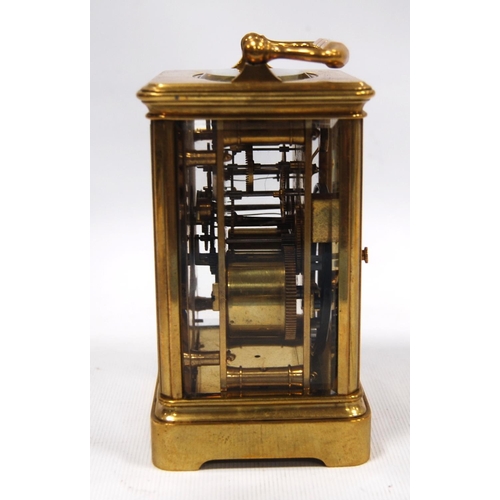 168 - French carriage clock, no. 9204, with lever platform, bimetallic balance, striking on a gong, with e... 