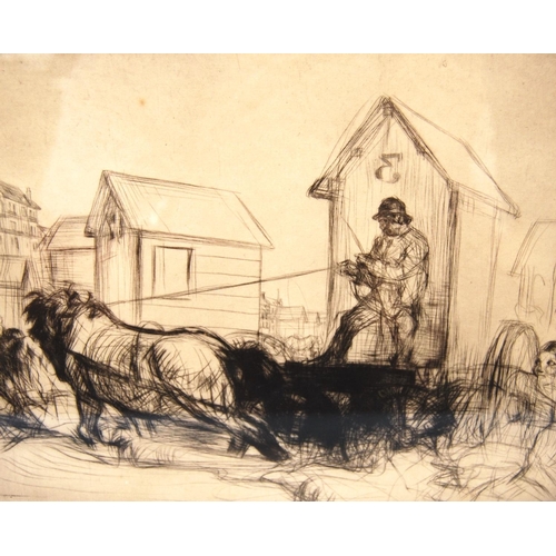 176 - EDMUND BLAMPIED (1886 - 1966)Horse and cartSigned in pencil, drypoint etching, 9/100, 18.5cm x 23cm.... 