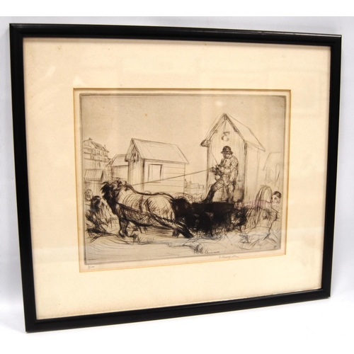 176 - EDMUND BLAMPIED (1886 - 1966)Horse and cartSigned in pencil, drypoint etching, 9/100, 18.5cm x 23cm.... 