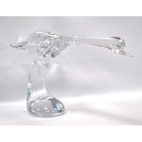 183 - Murano glass swan by V. Nason & Co., 25cm high and 43cm long.