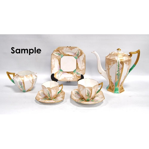 195 - Art Deco Shelley Queen Anne part tea set, c. 1930s, comprising eleven tea cups, eleven saucers, eigh... 