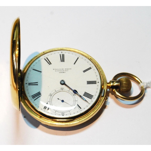 2 - Keyless lever watch by William Bent, London, no. 16680, compensated balance in 18ct gold hunter case... 
