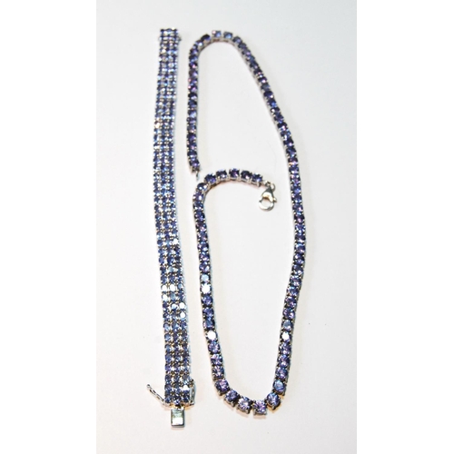 22 - Tanzanite necklet with matching bracelet in silver.