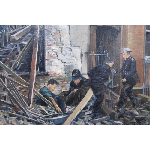 225 - Z. CLEMPERT (BRITISH, 20TH CENTURY)Rescue from the rubble, The Blitz, PaddingtonSigned lower right, ... 